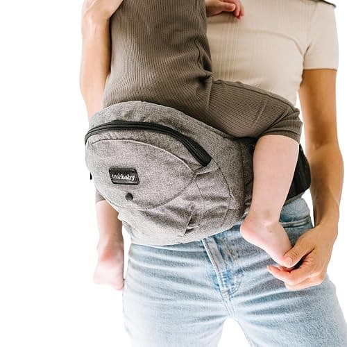 Tushbaby Ergonomic Hip Seat Carrier- for Babies and Toddlers 0-3yrs, Safety Approved, Structured Support, Convenient Pockets, Feeding Aid, Durable YKK Zippers, Foam-Free Build, (Grey) thumbnail 8