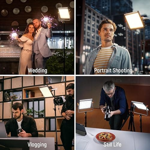 Neewer 2 Packs Dimmable Bi Color 480 LED Video Light Kit, 3200~5600K CRI 96+ LED Panel with U Bracket, 75 inches Tripod Light Stand for YouTube Recording Studio Photography Streaming Key Lighting thumbnail 6