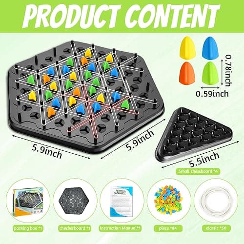 Triangle Chess Game, Wavelength Board Game, Triangle Rubber Band Game for Kids & Adults – Geometric Chess Game & Family Party Games for Family Night, Christmas Games for Families thumbnail 3