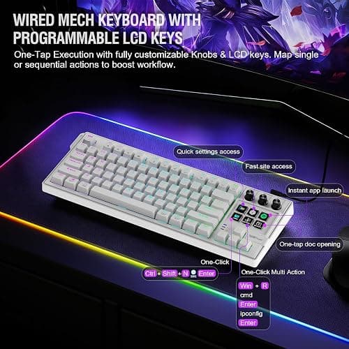 VSDINSIDE K1 Pro Macro Keyboard, Wired Only Full-Key Programmable On-Board Keypad, Custom Gaming Streaming Mechanical Keyboards with Screen & Knob, Gasket, RGB Backlit, Hot Swappable Shortcut Pad thumbnail 2