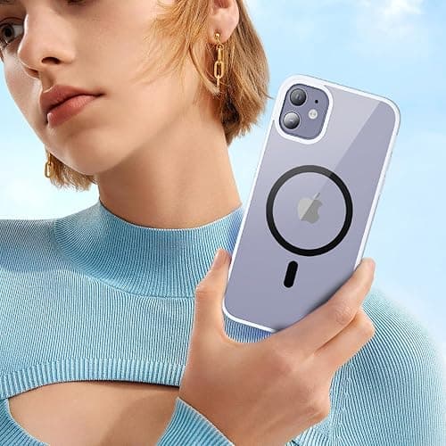 ottpluscase for iPhone 11 case, iPhone 11 Phone case for MagSafe with Screen Protector, Military-Grade Protection, Transparent Back Hybrid Magnetic Slim Phone Cover for iPhone 11 6.1", White thumbnail 8