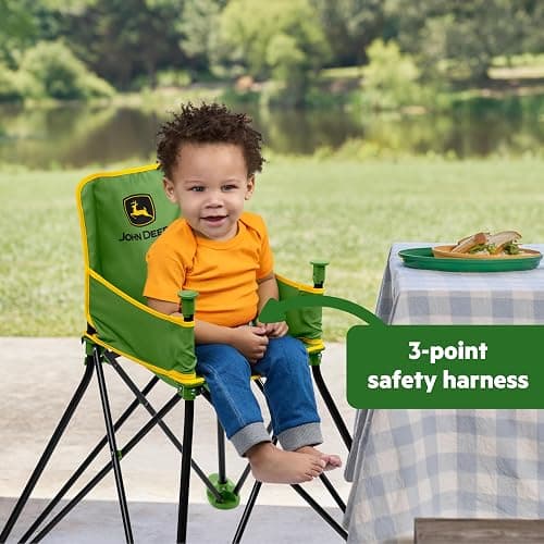 Bright Starts John Deere Pop 'N Dine Portable High Chair, Indoor/Outdoor, Dishwasher Safe Tray, Easy to Fold, Unisex, Green, 6 Months + thumbnail 7