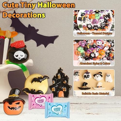 50pcs Halloween Party Favors Blind Bag Mini Resin Figures: Surprise Collectible Miniatures for DIY Crafts, Trick-or-Treat Toys, Dollhouse, Fairy Garden, Halloween Decorations thumbnail 7