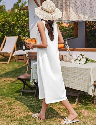 Ekouaer Nightgowns for Women Cotton Long Night Gown Sleeveless Sleep Dress Victorian Nightdress Ladies Sleepwear S-XXXL thumbnail 6