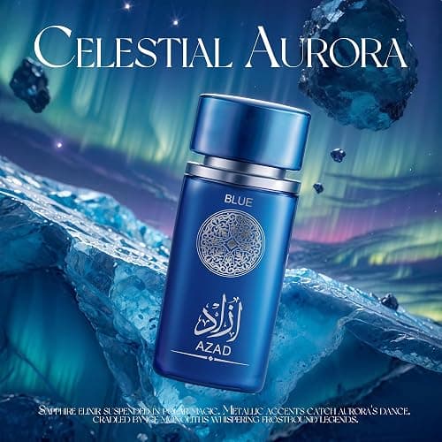 Men Cologne AZAD Blue Eau de Parfum Natural Spray with Fresh, Spicy, Vanilla, Coconut Notes Long Lasting Perfume for Men 3.4 Ounce All Day Use thumbnail 2