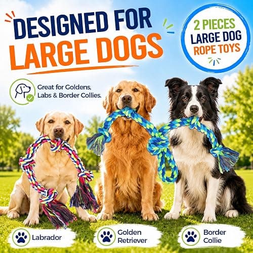Eefitoys Tough Dog Rope Toys for Aggressive Chewers, Tough Tug of War Dog Toys for Large, Medium & Small Dogs – 5 Pack Including 2 Ropes & 3 Supplies thumbnail 7