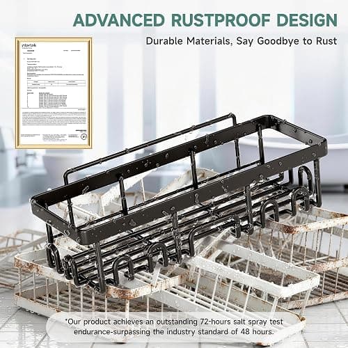 Veken Shower Caddy 6-Pack, Bathroom Organizers and Storage Shelves, Black | Advanced Rustproof Design, Large Capacity, No Drilling, Adhesive Rack with Soap Holder, Wall-Mounted Kitchen & Home Decor thumbnail 4