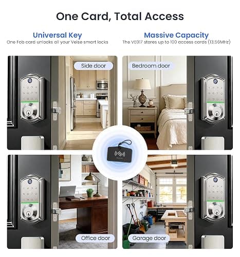 Veise VE017 Fingerprint Smart Door Lock, App Control, 8-in-1 Keyless Entry, Auto Lock, Emergency Power Port, Electronic Touchscreen Keypad, Biometric Smart Locks for Front Door, Satin Nickel thumbnail 13