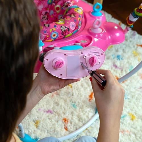 Bright Starts Disney Baby MINNIE MOUSE PeekABoo Baby Activity Center Jumper with 8 Toys, Lights & Sounds, 360-Degree Seat, 6-12 Months (Pink/Blue) thumbnail 11