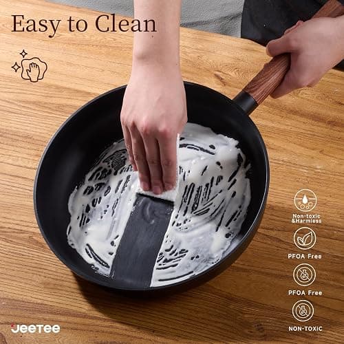 JEETEE Ceramic Cookware Set, 15 PCS Pots and Pans Set Non Stick with Removable Handles, Non Toxic Induction Kitchen Cookware Sets, Dishwasher/Oven Safe PFAS/PFOA Free Black thumbnail 8