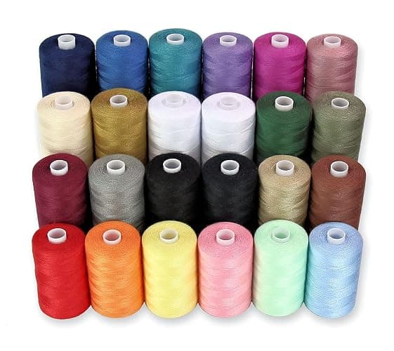 Sewing Thread-24 Spools of Polyester Thread for Sewing Machine for Beginners, Hand Stitching & Quilting-1000 yds Each in 22 Colors+Bonus Black & White - Image 1