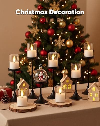 Homemory Acrylic Flameless Led Votive Tealight Candle with 6H Timer, 12Pack | auto timer, Pre-installed batteries, warm flicker, 1.5" x2.4", shatterproof acrylic, for wedding centerpiece, Christmas decor thumbnail 4