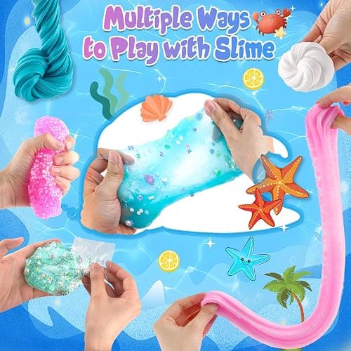 LAWOHO 6 Pack Slimes, Pink & Blue Slime Kit for Kids Ages 4-12 with Cloud, Butter & Water Slime, Non-Sticky Soft Sensory Toys, Slime Party Favors, Goodie Bag Stuffers for Girls & Boys Birthday Gifts - Mermaid Gnome thumbnail 5