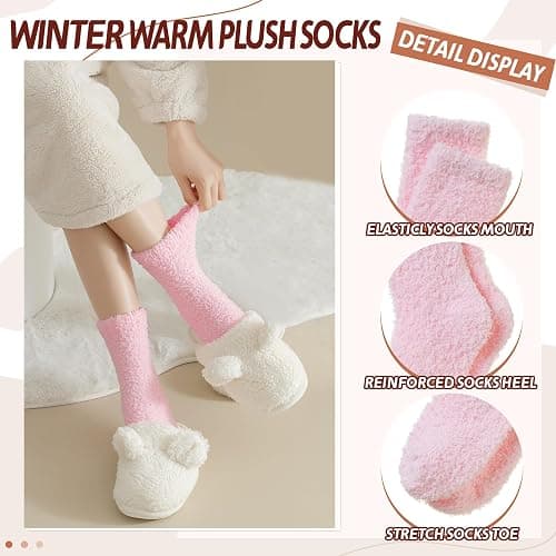 Womens Fuzzy Socks Warm Fluffy Winter Cozy Thick Plush Microfiber Slipper Soft Home Sleeping Socks 5 Pairs thumbnail 4