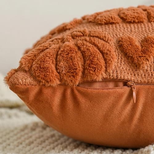 AVOIN colorlife Fall Pumpkin Heart Caramel Throw Pillow Covers, 18 x 18 Inch Autumn Thanksgiving Harvest Soft Plush Faux Fur Jacquard Cushion Case Decoration for Sofa Set of 2 thumbnail 7