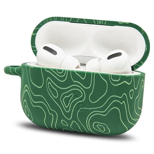 WC CaseZ Compatible with Apple AirPods Pro 1 & 2 – Soft Silicone Protective Case with Keychain for by Wicked Cushions | Shockproof, Dust-Resistant, & Wicked Designs | Emerald Tide - Image 1