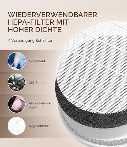 MelodySusie Staubabsaugung für Nägel, HPro Kompaktes Vakuum Professionell Nagelstaubsauger mit Filter, Saugstarke Leistungsstarke Nagelstaubabsaugung für Maniküre im Salon und zu Hause (Weiß) thumbnail 6