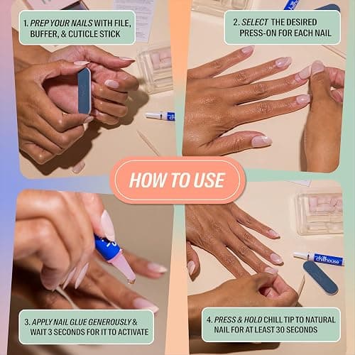 Chillhouse - Chill Tips, Press on Nails Kit - Aprés All Day (Oval) - 30 Nail Shapes & Sizes - Up to 2 Weeks of Wear - Customizable Fit - Reusable - Latina Founded & Women Owned - Beauty & Self Care thumbnail 4