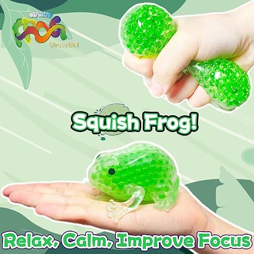 Green Frog Stress Relief Balls (1 Pack) - Squishy Animal Dough Ball for Adults, Stretch and Pull, Vase Filler and Home Decoration, Party Favors thumbnail 3