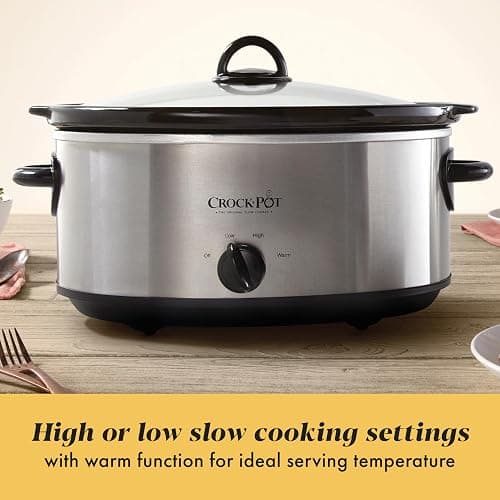 Crock-Pot 7 Quart Oval Manual Slow Cooker, Stainless Steel (SCV700-S-BR), Versatile Cookware for Large Families or Entertaining thumbnail 3