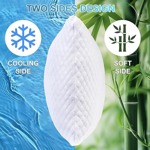 NTCOCO Cooling Bed Pillows Queen Size Pack of 2 for Sleeping Shredded Memory Foam Bed Pillows Adjustable Gel for Side Stomach Back Sleepers Washable Removable Cover Cover thumbnail 2