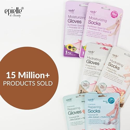 Epielle Hydrating Foot Mask 6 Pairs, Relieve and Soften with Shea Butter & Jojoba Oil, Deep Moisturizing Socks for Dry, Cracked Feet, Self Care Gifts for Women, Spa Kit, Stocking Stuffers thumbnail 2