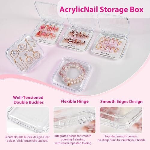 ESUOHYM 14 Sets Press On Packaging Nails Acrylic Nail Storage Display box | Disposable Nail Supplies with Clear Storage Cases, Holographic Bags, Glues, Cards, Tab, File, Stick, Prep Pads for Nail Salon thumbnail 4
