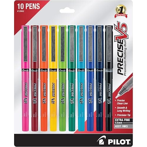 Pilot, Precise V5, Capped Liquid Ink Rolling Ball Pens, Extra Fine Point 0.5 mm, Assorted Colors, Pack of 10 - 1 Count (Pack of 10) thumbnail 4