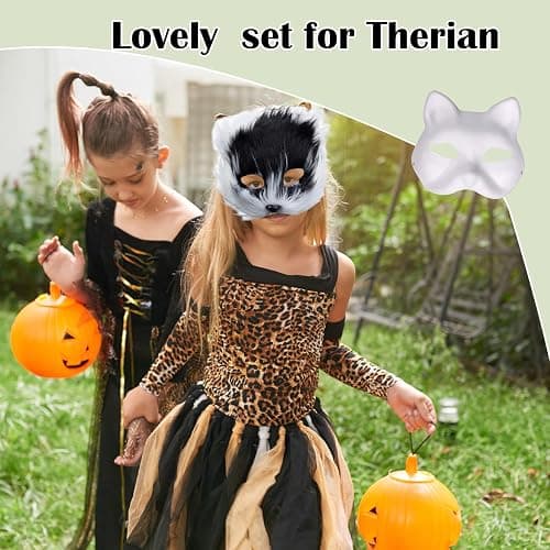 SENONAPO 36 Pcs DIY Therian Mask Kit Blank Cat Mask with Felt Fabric Sheet Plush Faux Fur Eye Mesh for Therian Gear Party Cosplay Supplies thumbnail 3
