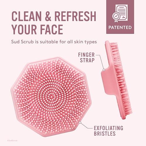 Sud Scrub® Antimicrobial Silicone Face Scrubber, 1 Pack, Gentle Face Exfoliator for Sensitive Skin, Eco Friendly Facial Cleansing Brush, Exfoliating Face Brush for Men and Women (Pink) thumbnail 5