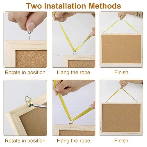 Cork Board Bulletin Board - 15.7 X 12 Inches Vision Board Wood Frame Corkboard Message Board Wall Mounted Pin Board for School, Home & Office (with Pins, Eye Bolts, Gaskets, Screws) thumbnail 5