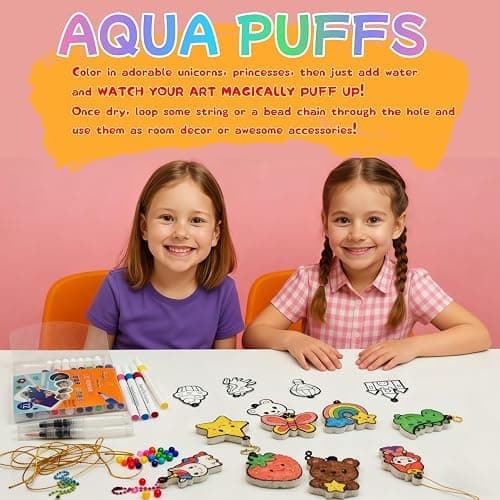 SJHSJH Aqua Puffs 3D Art Kit for Kids, Mess-Free Paint by Number Crafts with Princesses & Unicorns, DIY Color & Inflate Activity Set, Creative Travel Toy & Gift for Girls & Boys Ages 4-10 thumbnail 6