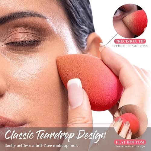 BEAKEY Makeup Sponge Set 5 Pack Micro Porous Low Absorption Soft Latex Free Foundation Beauty Sponges & Blenders for Powder Cream, Stocking Stuffers for Women thumbnail 5