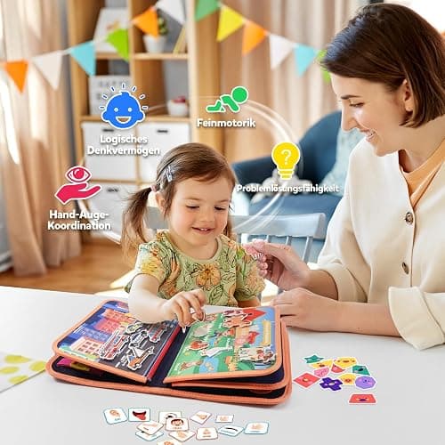 ZOOI Busy Board Montessori Spielzeug ab 1 Jahr, Busy Book Kinderspielzeug ab 1 2 3 Jahre, Baby Geschenk Spielzeug ab 1 2 3 Jahre, Einschulung Mädchen, Schultüte Füllung thumbnail 6