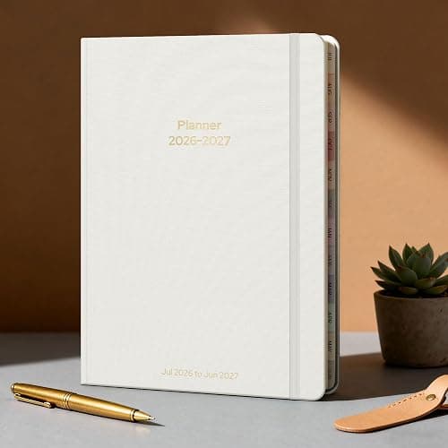Planner 2026-2027 Monthly and Weekly Academic Planner July 2026 - June 2027, Linen Hardcover Agenda 2026-2027 Calendar Daily Planner for Student Teacher with Monthly Tabs, 6" x 8.3", Elegant Ivory thumbnail 2