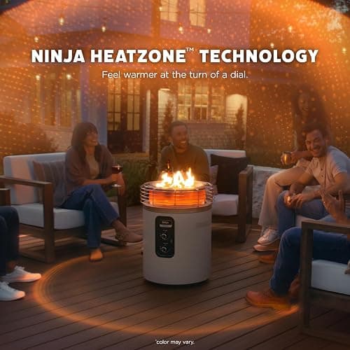 Ninja Fireside360™ Outdoor Heater & Fire Pit | 3 Modes: Flame, Heat, Flame & Heat | Portable for Patio, Deck, Camping, Beach | Easy Control Smokeless Flames | Push to Start Ignition | Stone | OF101ST thumbnail 2