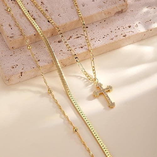 Amicon Cross Necklace for Women 14K Gold Plated Dainty Heart Cross Pendant Choker Simple Trendy Cute Cross Charm Diamond Necklace Faith Jewelry Religious Minimalist Gift thumbnail 6