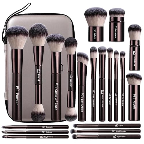 Professional Makeup Brush Set with Travel Case, 20 PCS Synthetic | Makeup Brushes for Foundation, Concealer, Blush, Powder & Eyeshadow, Labeled Face Eye Brushes for Beginners, Makeup Artists - Image 1