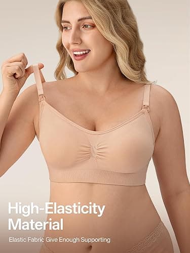 Angelhood Nursing Bra 5 Pack Womens Maternity Breastfeeding Seamless Wireless Sleep Bra with Extenders thumbnail 6