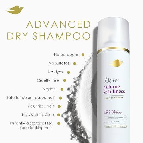 Dove Dry Shampoo Spray, Volume & Fullness, Absorbs Oil to Refresh Hair Without Washing, 5 oz (2-Pack) thumbnail 4