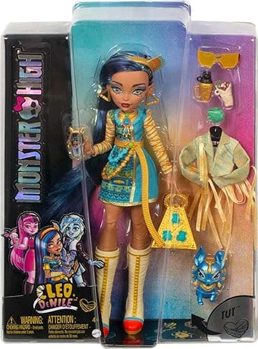 Monster High Doll, Cleo De Nile with Blue Streaked Hair in Signature Look with Fashion Accessories & Pet Dog Tut thumbnail 7