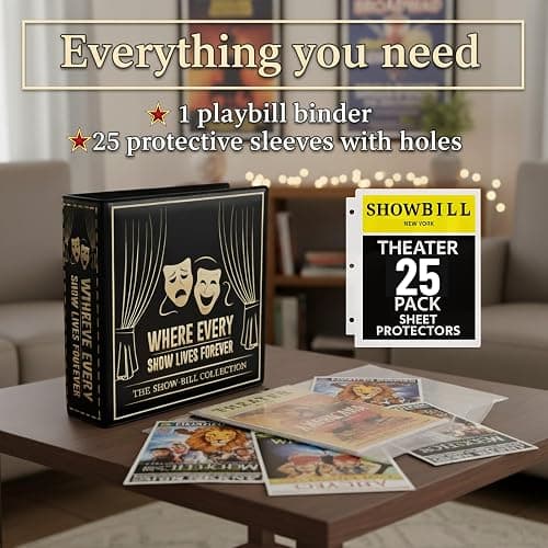 Broadway Playbill Binder with sleeves, Playbill Theater Holder & Showbill binder Organizer Album, Playbill Gifts for Women & Men, and Musical Theater Show Lovers, 25 protective sheets thumbnail 5