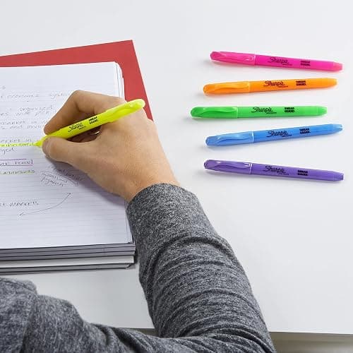 Sharpie Pocket Highlighters, Chisel Tip, Quick Dry, Assorted Fluorescent Colors, 12 Count - For Studying, Note-Taking, School, College, Office, Student & Teacher Supplies thumbnail 6