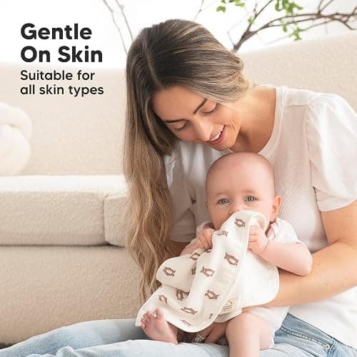 5-Pack Muslin Burp Cloths Baby Boy, Girl - Very Absorbent Baby Burp Cloth Rags, 8-Layers Viscose Derived from Bamboo Cotton Muslin Towel, Super Soft Spit Up Rags, No Shrink Washcloths (Hills) thumbnail 7