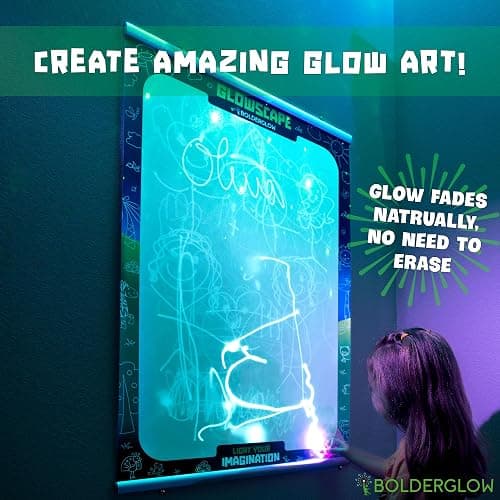 Bolderglow Glowscape - Light Reactive Drawing Surface 36 x 24 inches Super Bright Glow Effect with 2 Included Purple-Light LED Pens thumbnail 2