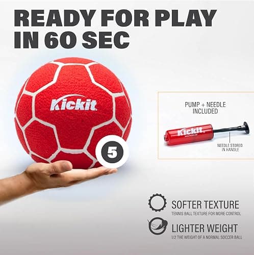 Kickit Soccer Tennis Game Set, Portable 6.5' Wide x 2' High Net & Soft Lightweight Ball, Play Outdoors, Indoors, Backyard, Beach, Complete Skills Training & Travel Friendly, Original thumbnail 7