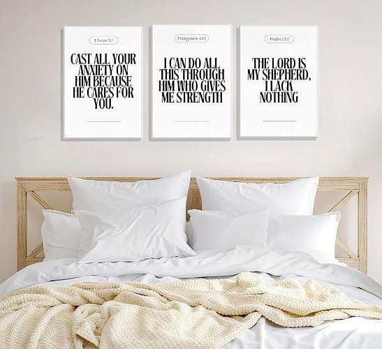 3Pcs Black and White Bible Verse Canvas Wall Art Christian Posters Faith Scripture Prints Inspirational Wall Decor Minimalist Jesus Pictures for Home Living Room Bedroom Framed thumbnail 3