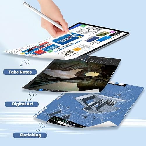 Pencil for Apple iPad 9th&10th Generation, Fast Charge Stylus Pen for 2024-2018 iPad 10/9/8/7/6th Generation, Air 11"/13" M2/5th-3rd, Pro 13"/11"/M4/12.9", Mini 6/5th, Palm Rejection, Tilt Sensitivity - White thumbnail 8