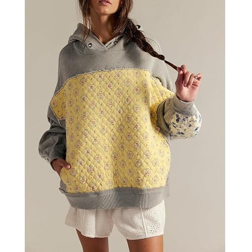 JINZIYINZI Hoodies for Teen Girls Long Sleeve Flower Hibiscus Graphic Print Pullover Sweatshirt Cute Floral Oversized Hoodie thumbnail 2