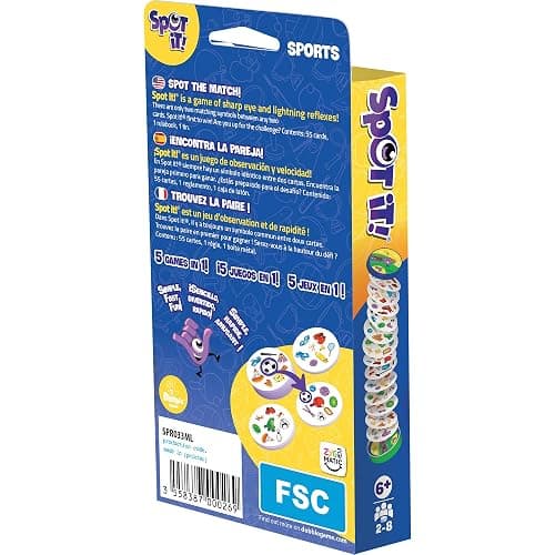 Asmodee Spot It! Sports Card Game (Eco-Blister) - Fast-Paced Matching Featuring 5 Mini-Games, Travel-Friendly Family Fun for Kids & Adults, Ages 6+, 2-8 Players, 15 Minute Playtime thumbnail 2